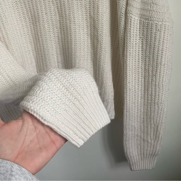 EN Thread Oversized Wool Alpaca Blend Mockneck Chunky Knit Sweater • Cream • XL - Picture 6 of 11